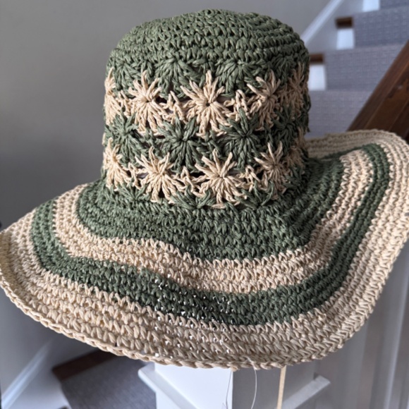 NWT Anthropologie Paper Crochet Green Sun Hat